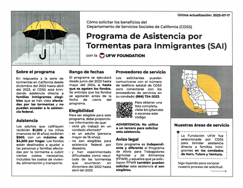 Storm Assistance Program Flyer Spanish 1