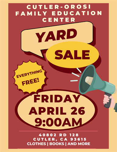 Flyer for Yard Sale at FEC English Format